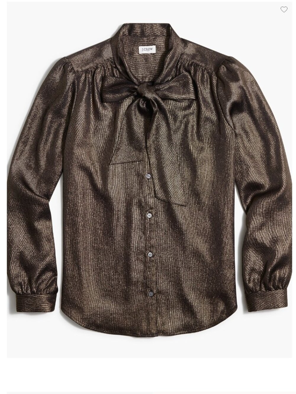 J.Crew Metallic bow top romantic size L muted gold bronze